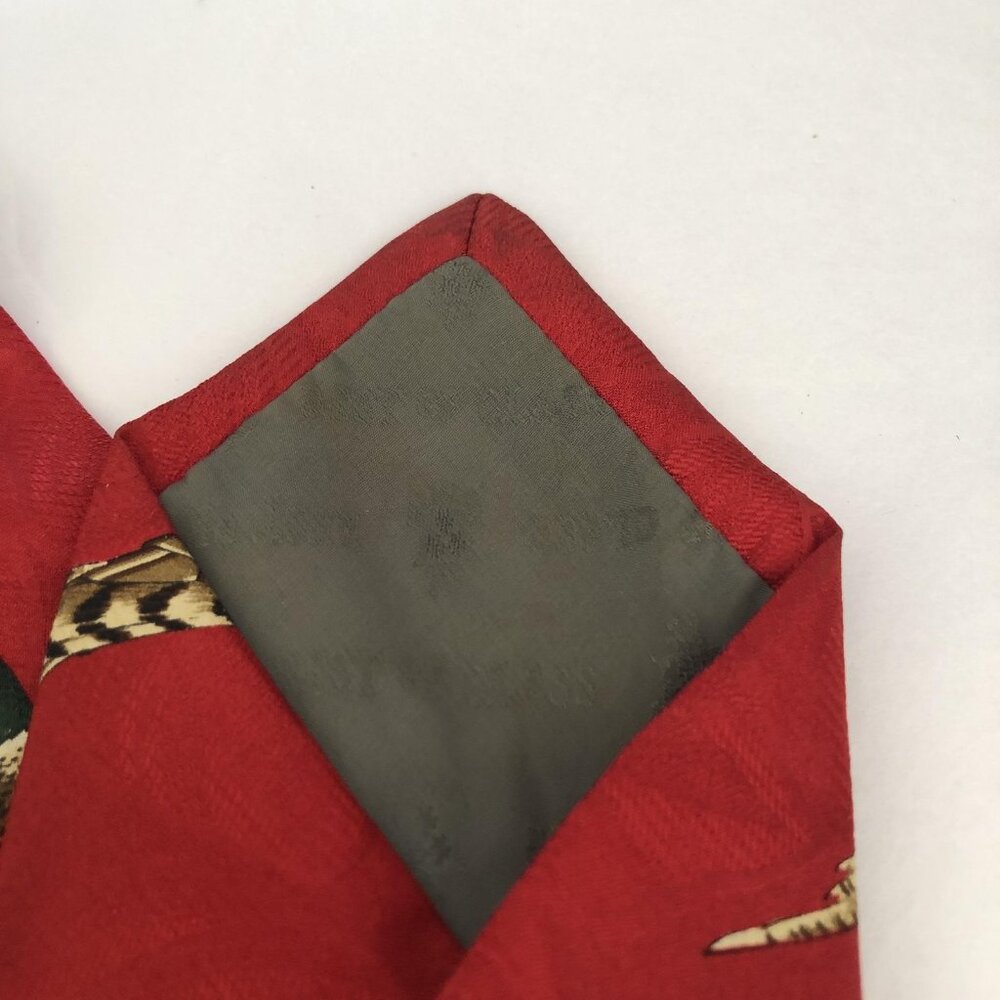 Robert Talbott Tie Mens Red Silk Pheasant Bird Hunting Wildlife Necktie Italy - Picture 10 of 11